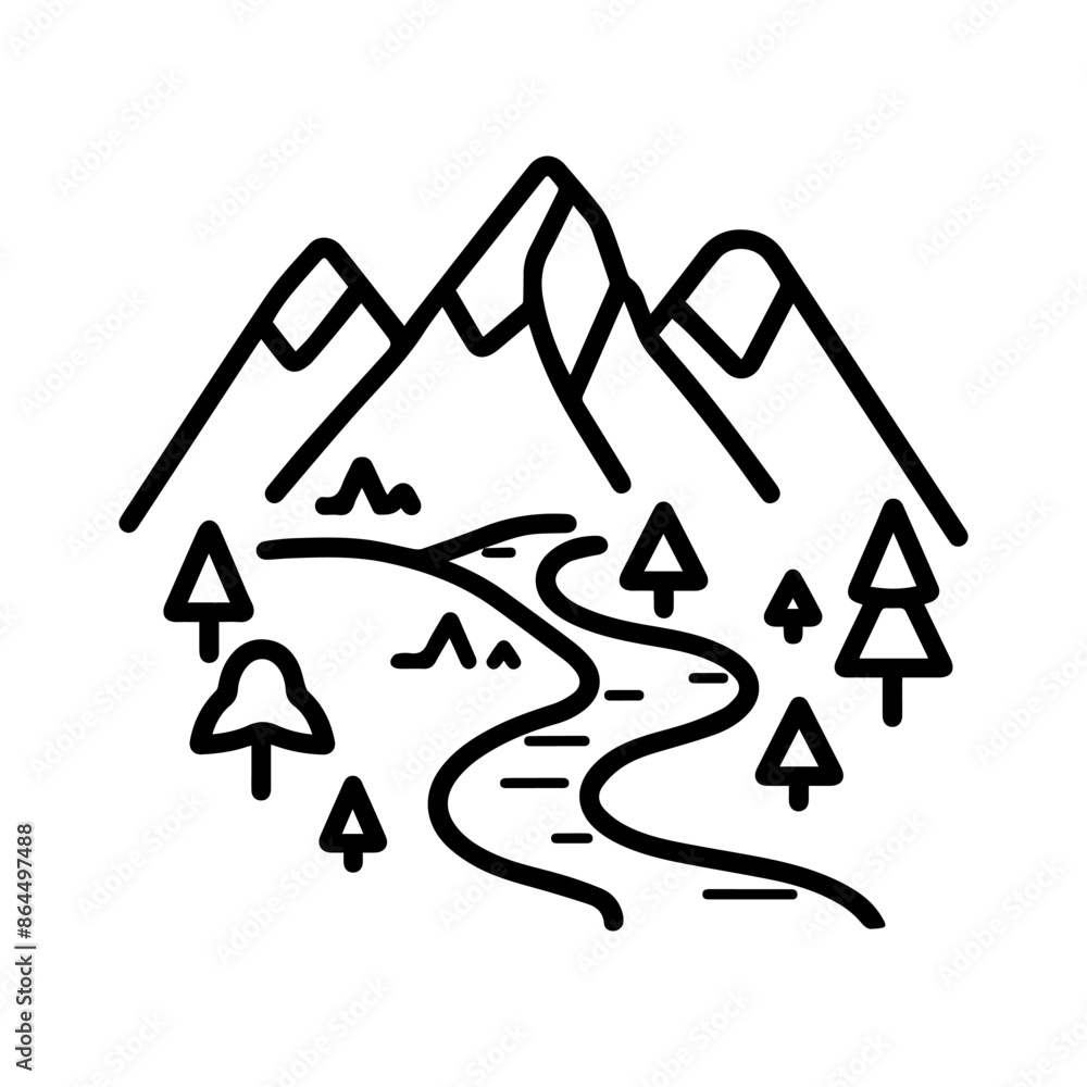 trail icon or modern line symbol. Vector line art and icon design with bold outline. Black and white Pixel Perfect minimalistic symbol isolated white background. Silhouette simple thin sign trail icon or modern line symbol. Vector line art and icon design with bold outline. Black and white Pixel Perfect minimalistic symbol isolated white background. Silhouette simple thin sign
