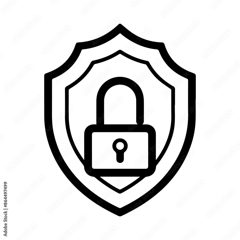 security icon or modern line symbol. Vector line art and icon design with bold outline. Black and white Pixel Perfect minimalistic symbol isolated white background. Silhouette simple thin sign security icon or modern line symbol. Vector line art and icon design with bold outline. Black and white Pixel Perfect minimalistic symbol isolated white background. Silhouette simple thin sign