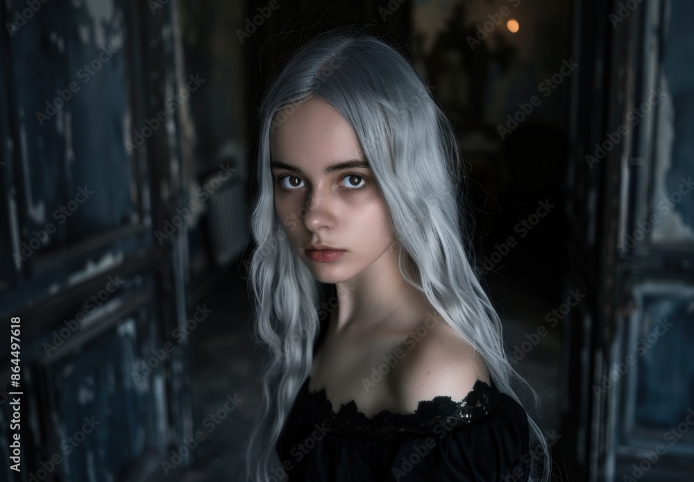 Fototapeta premium Mysterious woman with silver hair