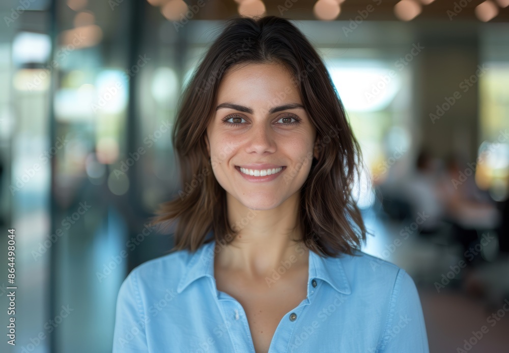 Fototapeta premium Smiling woman in casual clothing
