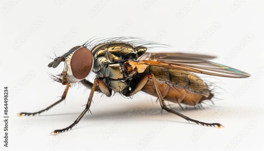A Close-Up View of a Tachinid Fly on a White Background A Close-Up View of a Tachinid Fly on a White Background