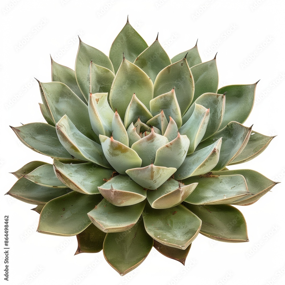 Top view of a green rosette succulent isolated on a white background. Top view of a green rosette succulent isolated on a white background.