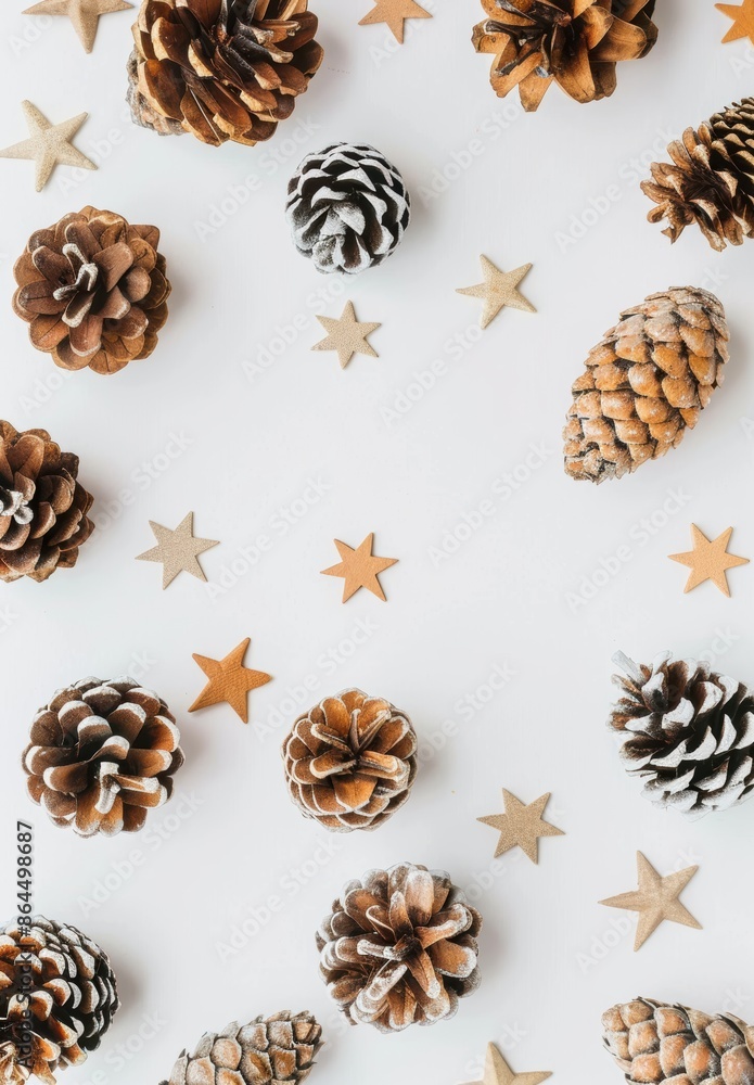 Festive pine cone and star decorations Festive pine cone and star decorations