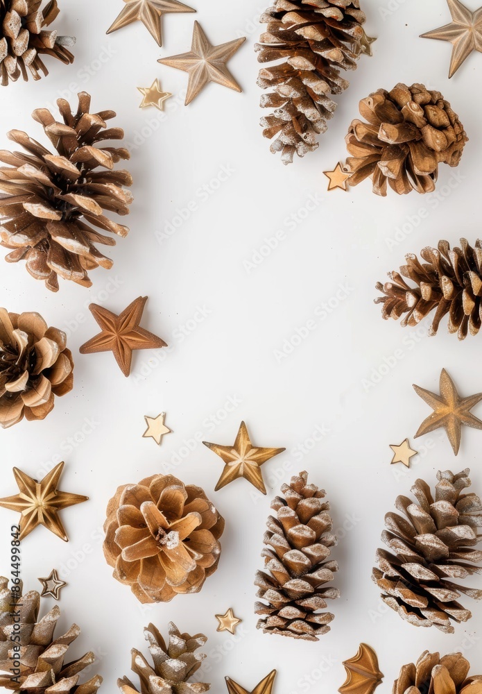 Festive pine cone and star decorations Festive pine cone and star decorations