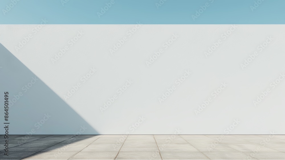 Fototapeta premium Mockup on a blank street wall, generous copy space, urban environment with subtle graffiti, ideal for ads or creative designs, natural lighting enhances realism