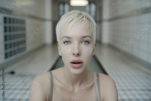 A woman's features, a canva...