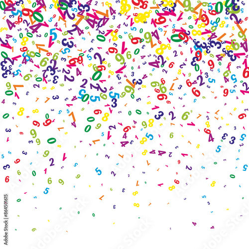 Falling colorful numbers. Math study concept with