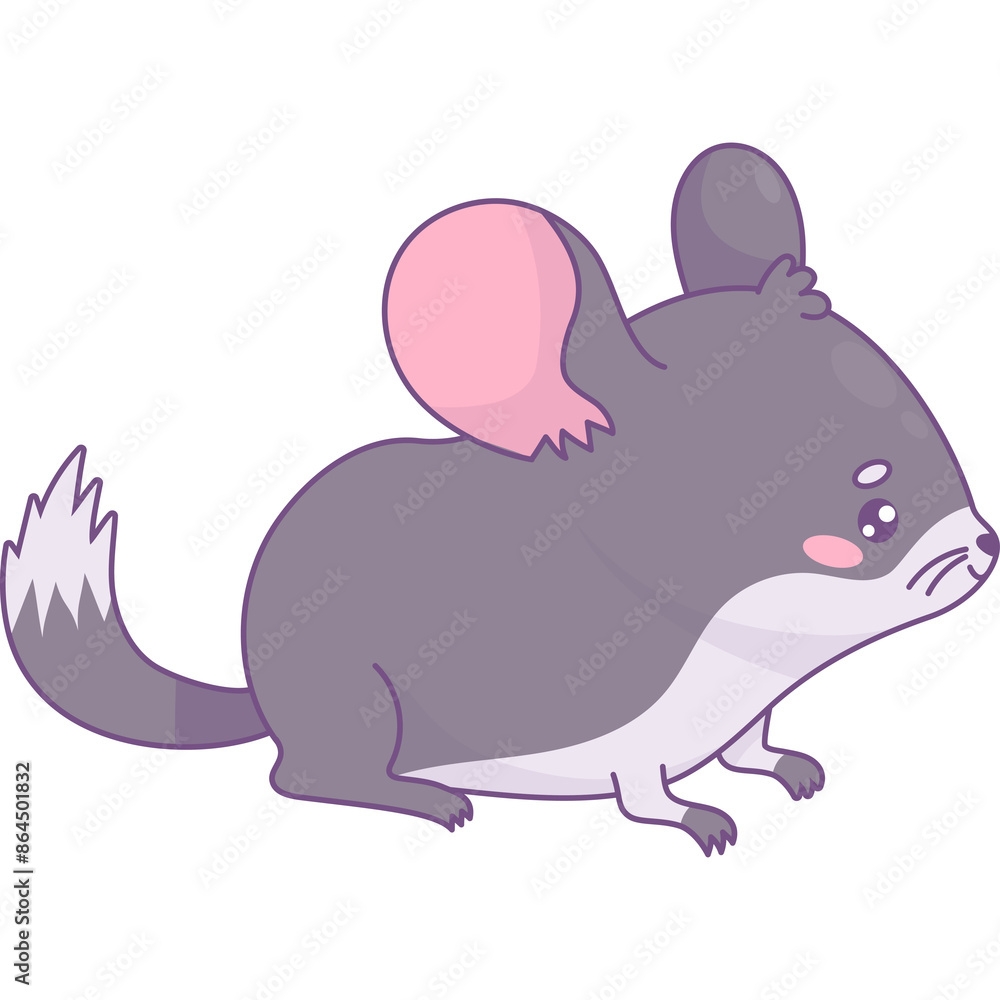 Funny chinchilla. Cartoon kawaii animal rodent Funny chinchilla. Cartoon kawaii animal rodent