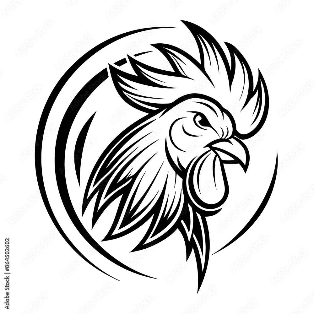 Gallic rooster head created as a sleek modern logo vector Gallic rooster head created as a sleek modern logo vector
