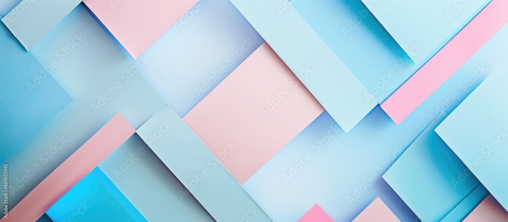 Pastel-colored geometric flat lay background in blue and pink hues Pastel-colored geometric flat lay background in blue and pink hues