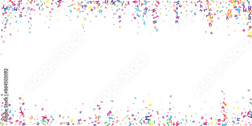 Scattered letters of latin alphabet. Colorful