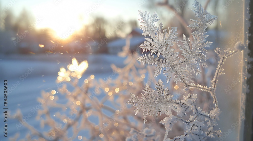 Obraz premium Frost on Window: Nature's Artwork
