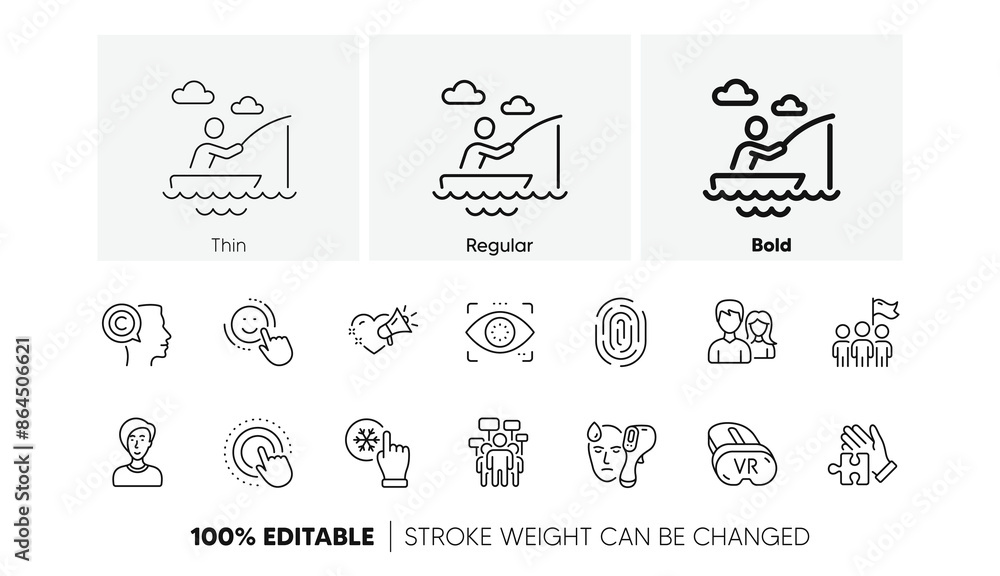 Love message, Smile and Click hand line icons. Pack of Writer, Electronic thermometer, Leadership icon. Eye detect, Businesswoman person, Freezing click pictogram. Puzzle, Voting campaignVr. Vector Love message, Smile and Click hand line icons. Pack of Writer, Electronic thermometer, Leadership icon. Eye detect, Businesswoman person, Freezing click pictogram. Puzzle, Voting campaignVr. Vector