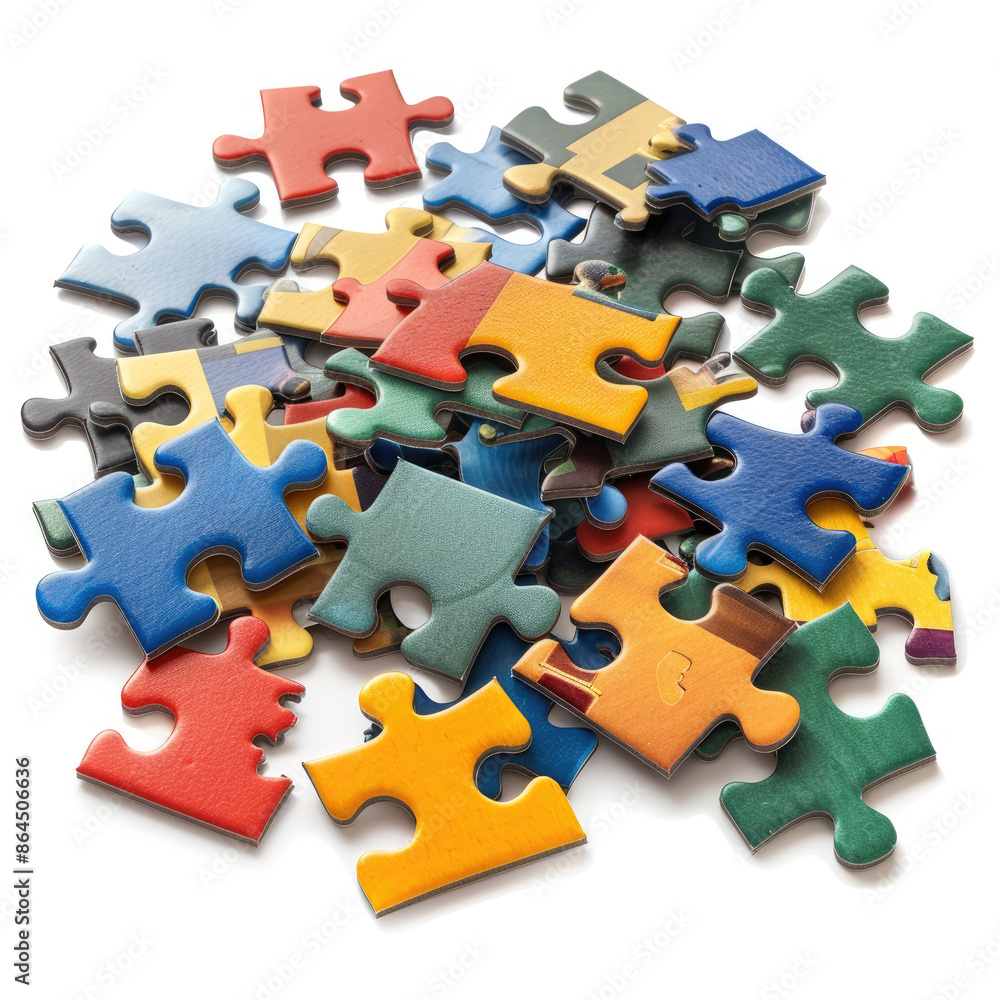 3D multi-colored puzzles isolated on a white background. Decor, print, creative illustration for advertising children's leisure activities 3D multi-colored puzzles isolated on a white background. Decor, print, creative illustration for advertising children's leisure activities