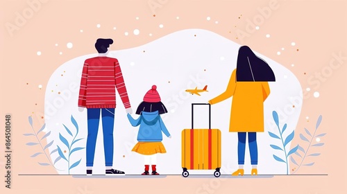 Millennial Asian lovely happy family father mother and young little girl daughter helping packing stuff in trolley luggage preparing to travel on summer vacation reserving hotel an © ColorfulFlowerStudio