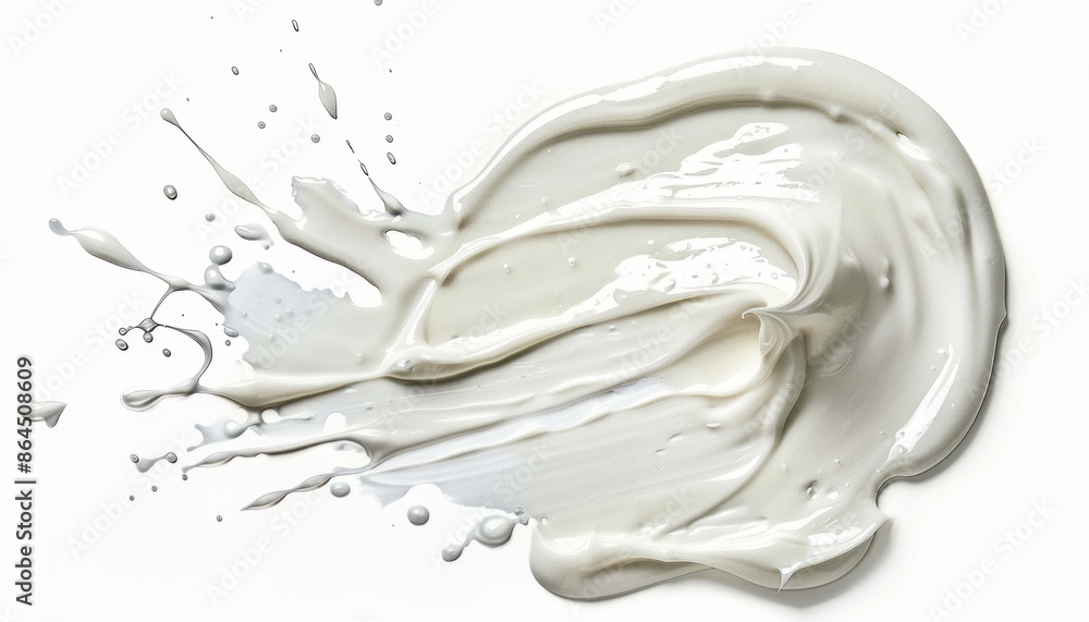 White Cream Splashes and Swirls on a White Background White Cream Splashes and Swirls on a White Background