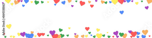 Rainbow colored scattered hearts. LGBT valentine
