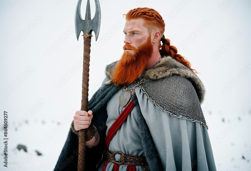 Obraz premium viking warrior man, isolated white background 
