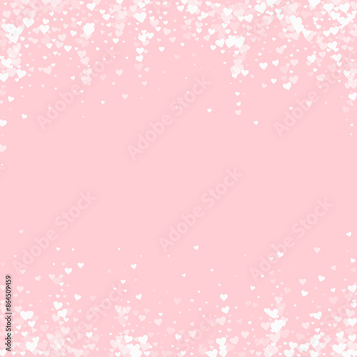 White hearts scattered on pink background.
