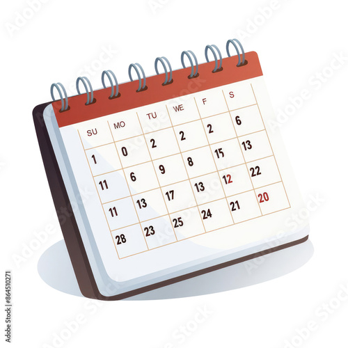 A simple, clean desk calendar with dates visible. Perfect for illustrating time management, planning, or scheduling. photo