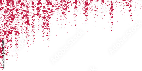 Red hearts scattered on white background.