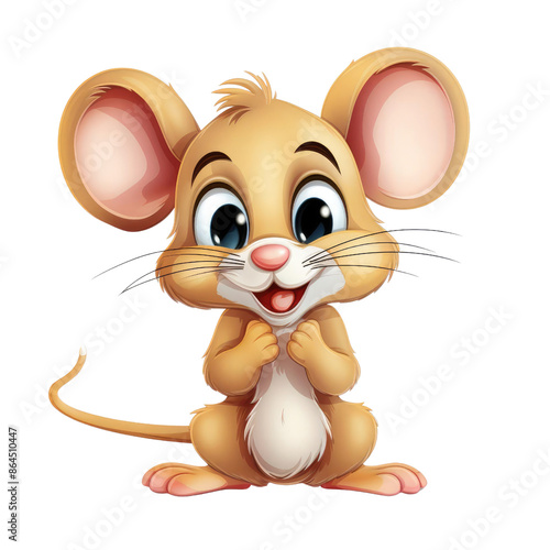 Cute cartoon mouse with big eyes and a happy smile.