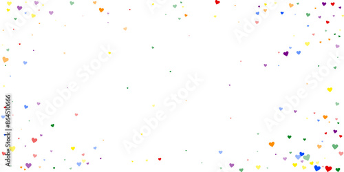 Rainbow colored scattered hearts. LGBT valentine