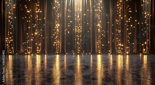 Golden Light Curtain With Sparkling Reflections