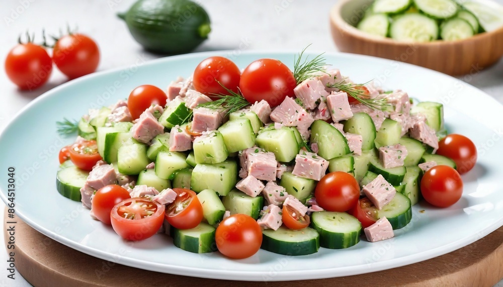 tuna salad in a bowl at restaurant, commercial shoot, copy space for text tuna salad in a bowl at restaurant, commercial shoot, copy space for text