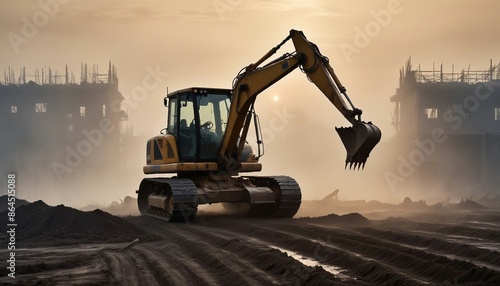 Wallpaper Mural backhoe working on construction site Torontodigital.ca