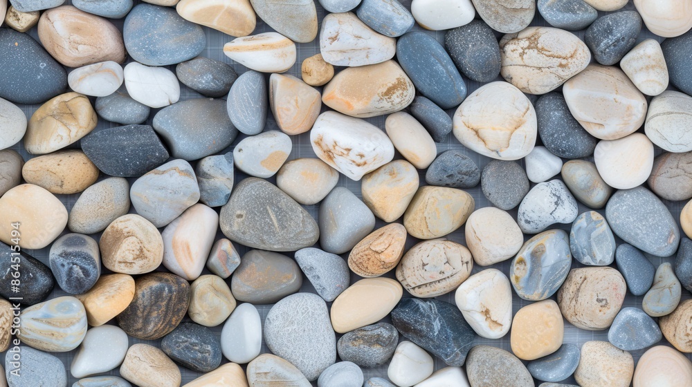 A close-up image of smooth, rounded river rocks in a variety of colors and sizes SEAMLESS PATTERN A close-up image of smooth, rounded river rocks in a variety of colors and sizes SEAMLESS PATTERN