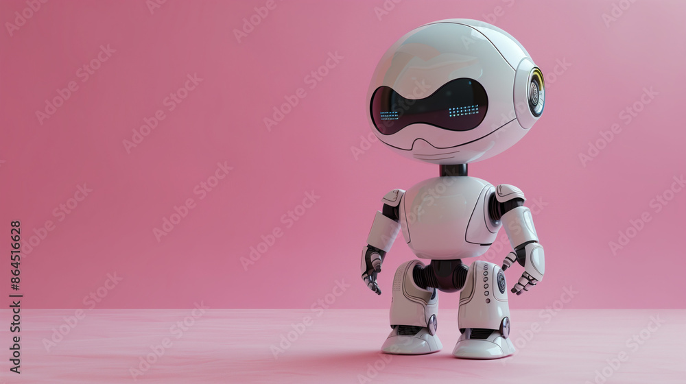 Cute futuristic robot on a pink background. Cute futuristic robot on a pink background.