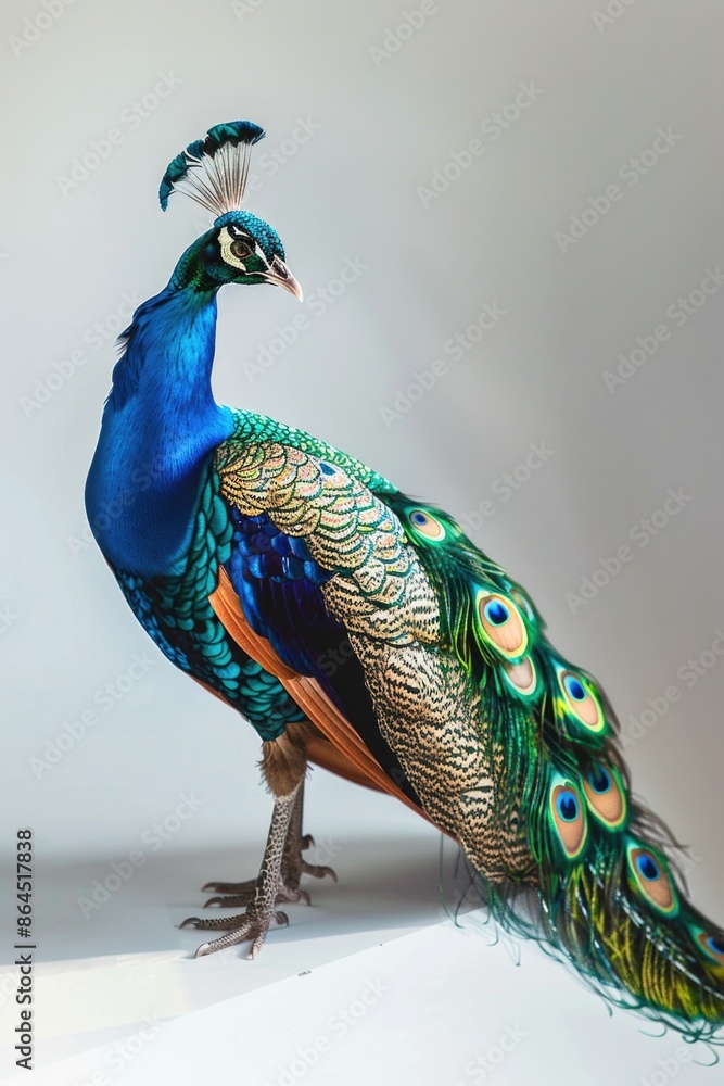 Obraz premium Peacock Standing on White Surface