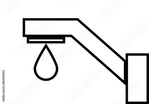 Icono negro de grifo con gota de agua