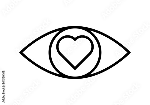 Icono negro de ojo con corazón 
