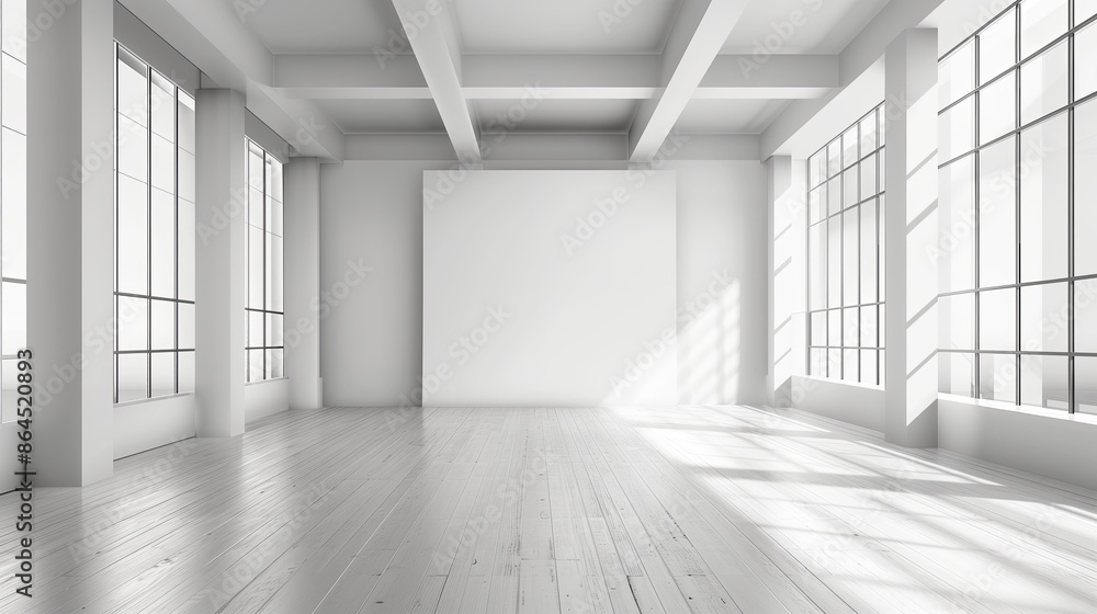 An empty room with wooden floors and large windows, providing a bright and open space for creative interior design. An empty room with wooden floors and large windows, providing a bright and open space for creative interior design.