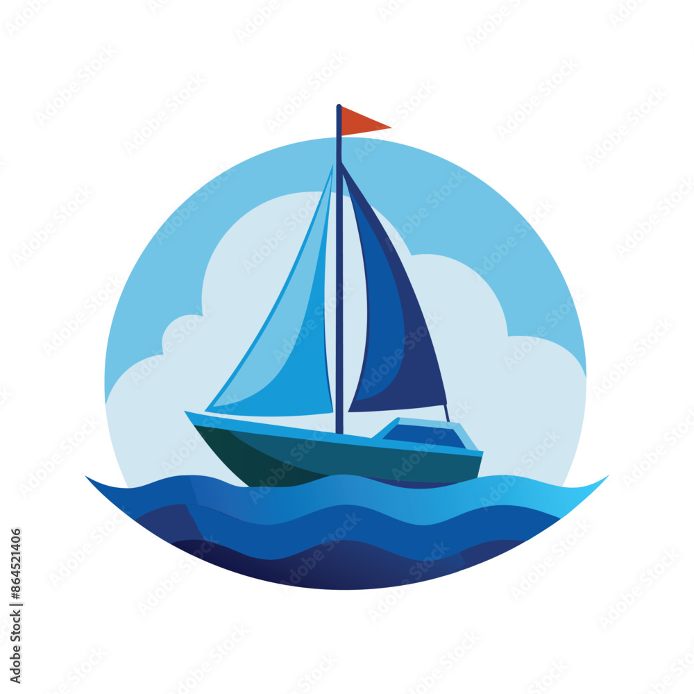 Fototapeta premium behind a sailboat vector on the horizon
