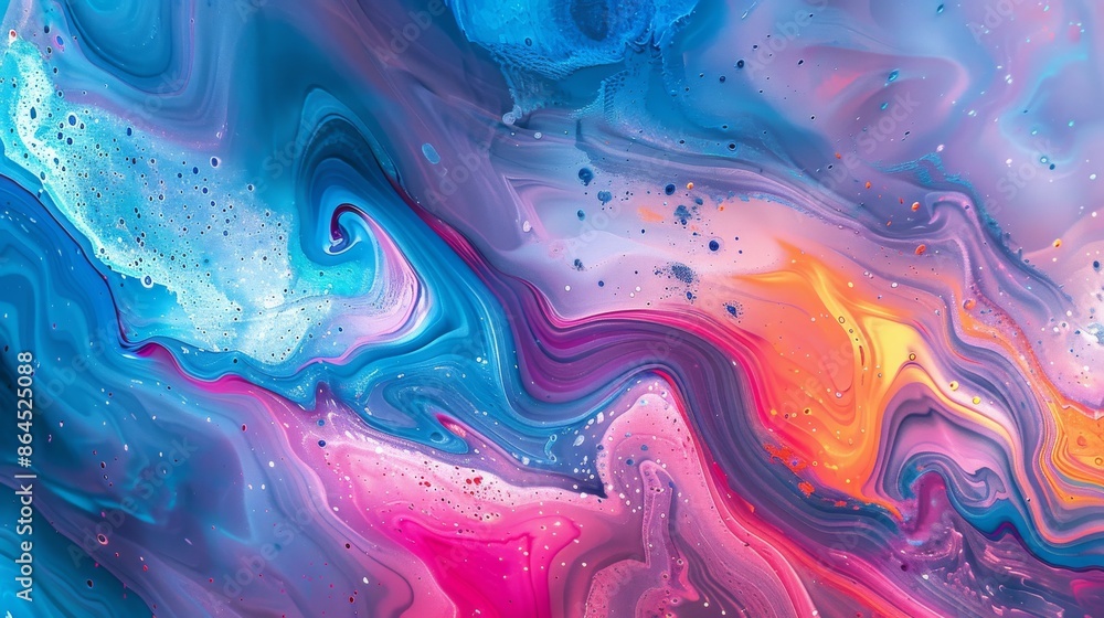 Abstract colorful fluid art with swirling patterns, vibrant and dynamic concept