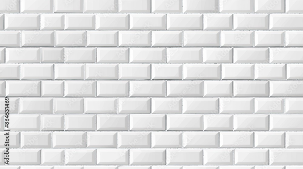 A seamless, close-up image of a white subway tile wall, featuring a classic brick pattern with a subtle gloss SEAMLESS PATTERN A seamless, close-up image of a white subway tile wall, featuring a classic brick pattern with a subtle gloss SEAMLESS PATTERN