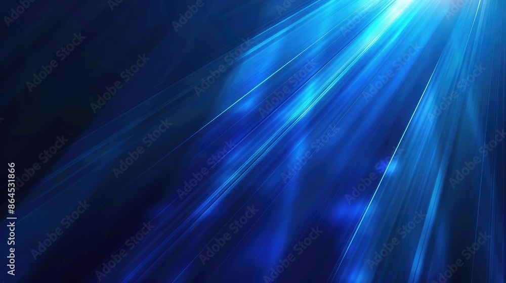Fototapeta premium Blue light rays on dark blue background abstract glowing gradient banner backdrop design