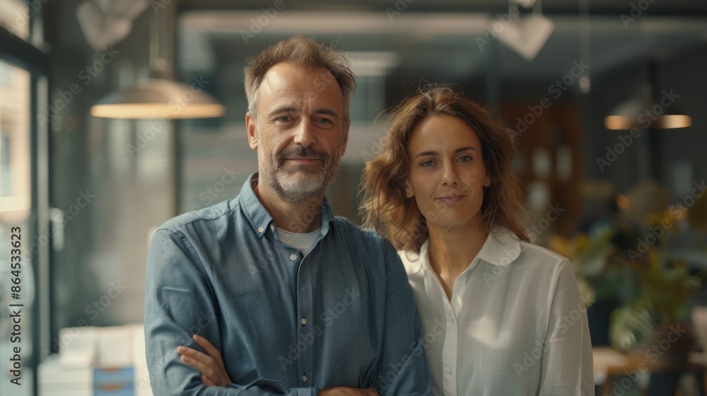 success small company team portrait of man and woman success small company team portrait of man and woman