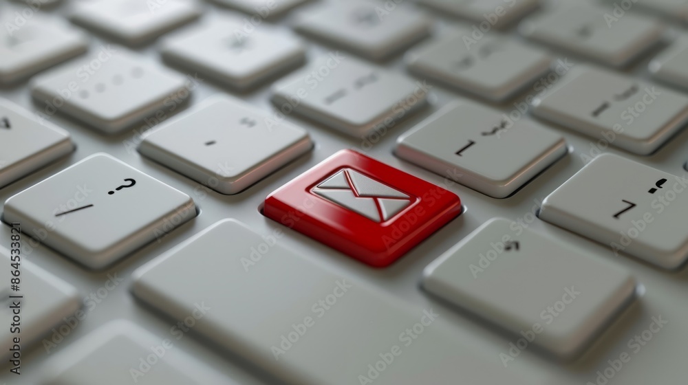 White keyboard with Red button E-mail icon White keyboard with Red button E-mail icon