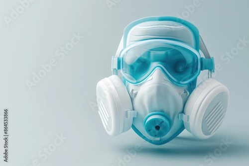 A digital depiction of earplugs and a respirator, isolated with room for text on a clean background