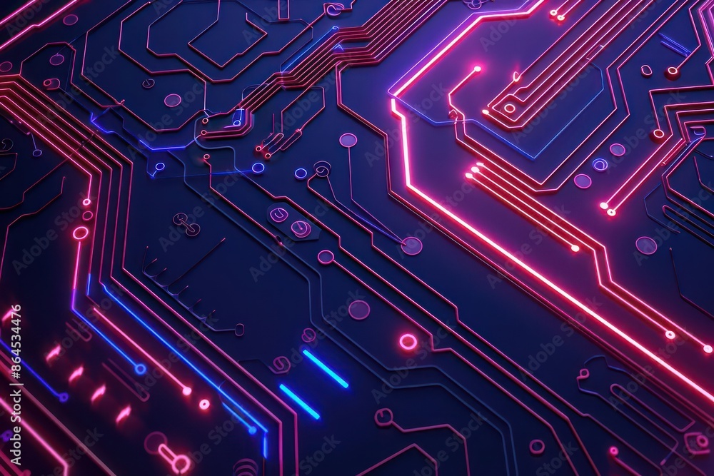 A futuristic circuit board design with glowing lines, ideal for a tech banner with space for copy A futuristic circuit board design with glowing lines, ideal for a tech banner with space for copy