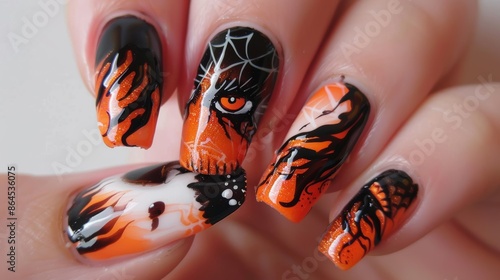 Spooky halloween themed nail art designs for a festive and creative girl s manicure photo