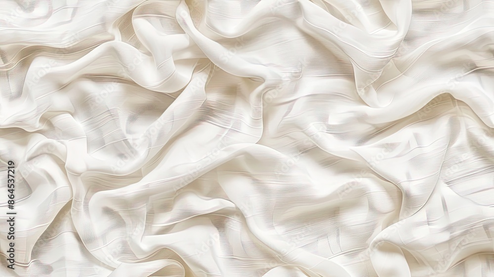 A close-up image of white fabric with a textured surface draped in soft folds SEAMLESS PATTERN A close-up image of white fabric with a textured surface draped in soft folds SEAMLESS PATTERN