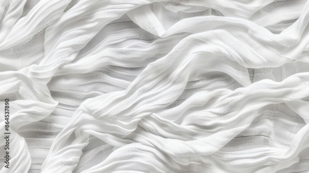 Naklejka premium A close-up image of a white fabric draped and folded to create interesting textures and patterns SEAMLESS PATTERN