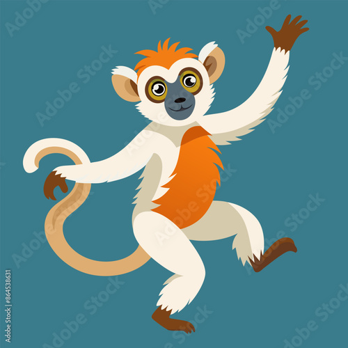 Encounter with a Dancing Lemur: A Unique Touch of Wildlife in Vector Illustration
