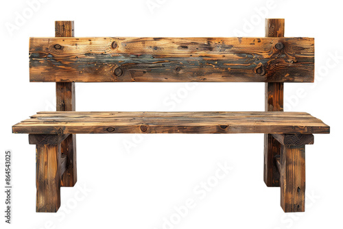 Rustic Wooden Bench With Backrest