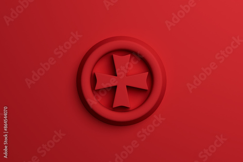 Fotografia Deep red monochrome image depicting the knights templar cross, emblem of the aforementioned military order